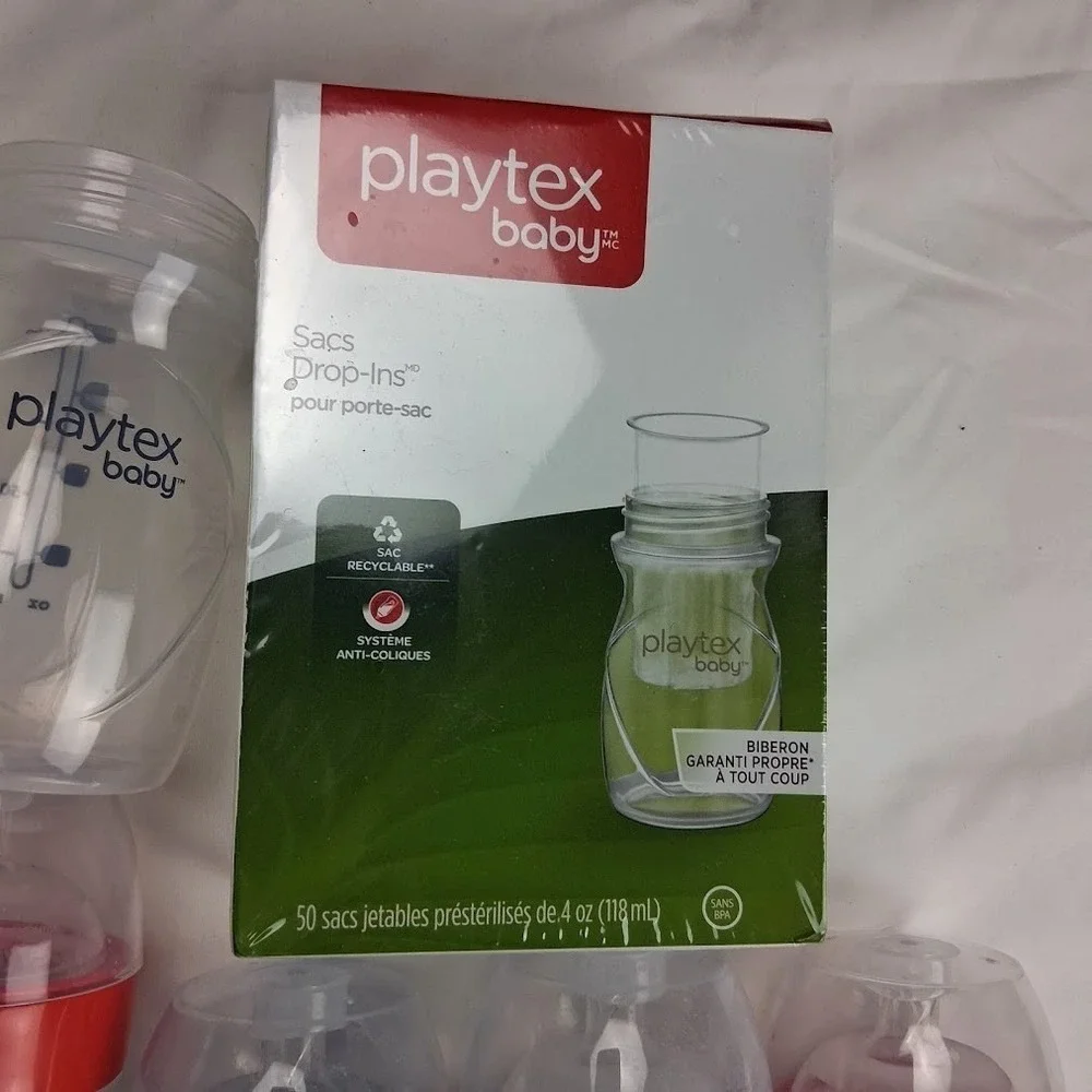 Playtex Dr. Seuss Baby Anti-Colic Nurser Drop In Bottles Lot Liners Unisex 4 8